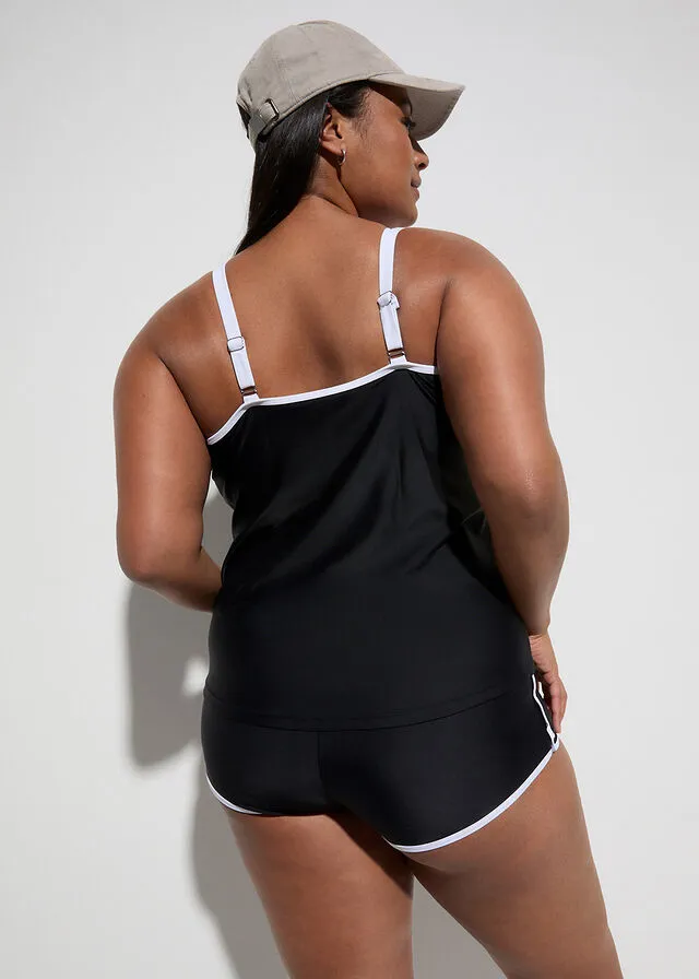 Tankini (2 piezas) de secado rápido Negro-blanco